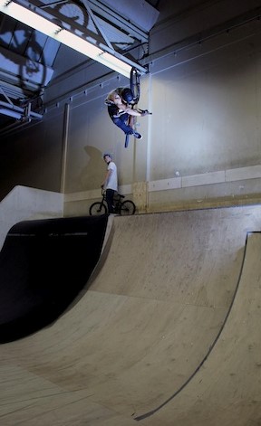 Raphael Baltes with a huge invert inside n his Last Bikes build.