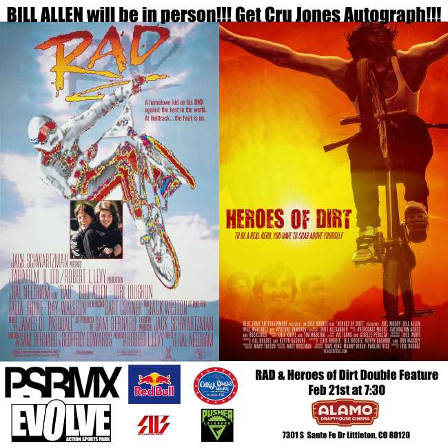 Come out for the RAD: The Movie and Heroes of Dirt Double Feature on FEB 21st at the Alamo Drafthouse in Denver.