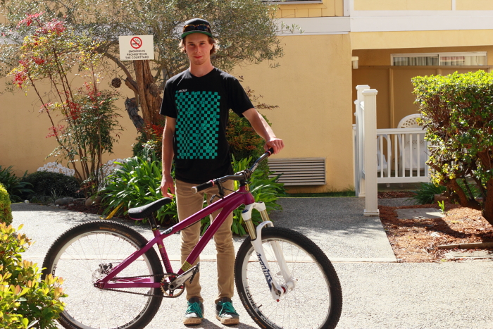 Simon Silver chilling with his Polygon BIkes TRID build.
