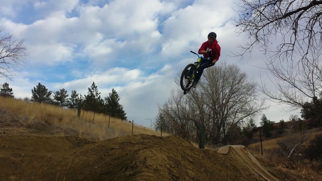 Jason Hudson with a little truck action on his NS Bikes Majesty up in Blue Sky Country.
