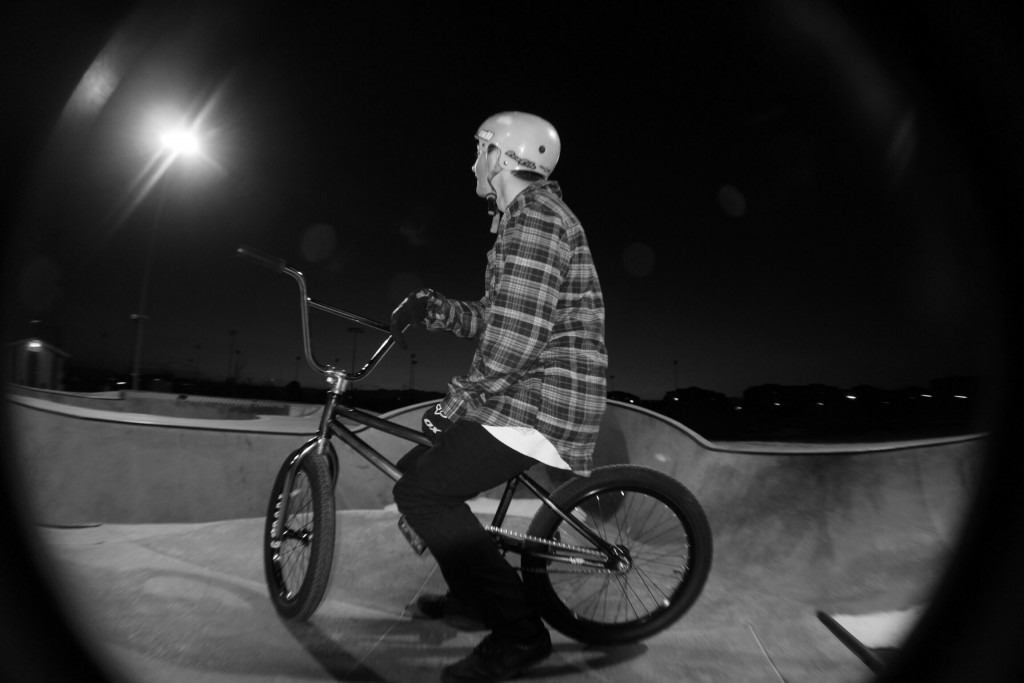 Ryan getting ready to drop in on the bowl in Brighton, Colorado.
