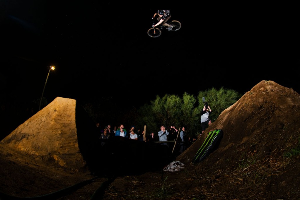 Matt MacDuff dipping a 3 on the way to the win in MTB at Night Harvest in South Africa.